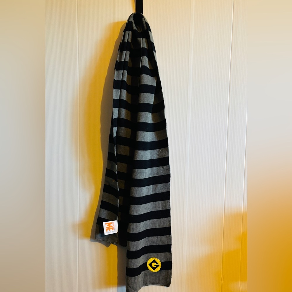Universal Despicable Me Black and Gray Scarf with Orange Logo